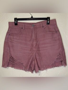 American Eagle Outfitters Dusty Rose Highest Rise Mom Distressed Denim Shorts